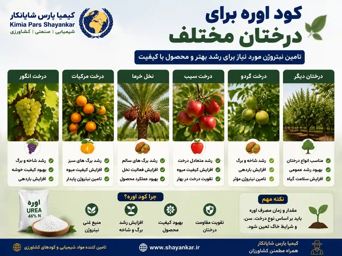 کود اوره برای درختان مختلف